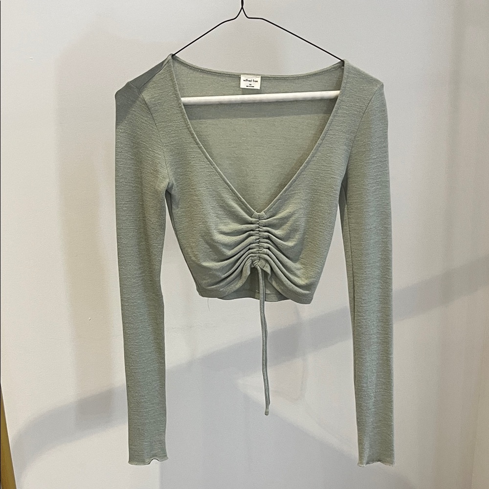 Wilfred Sage Green Ruched V-Neck Blouse